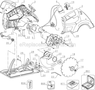 Page A Diagram and Parts List for CS144B Type 3 Black and Decker Circular Saw